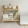 Adjustable Double Layer Wooden Storage Rack Bookshelf Stationery Organizer Shelves Flower Pot Rack Kitchen Cabinet Spice Holder