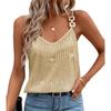 Women's Fashion Casual Summer Spring Solid Color Print Sleeveless V-Neck Blouses & Shirts