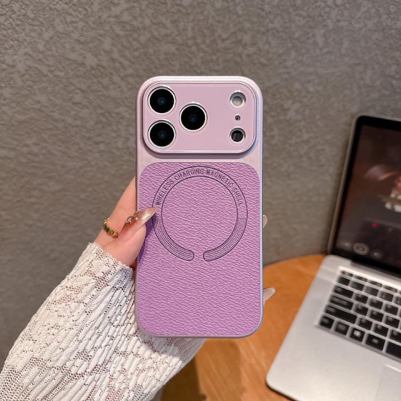 Однотонная рамка Искусственная кожа Магнитный чехол для телефона Для iPhone 17 Pro Max 15 13 14 16 Pro Max Для MagSafe Бампер Задняя крышка