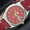 ВОССТАНОВЛЕННЫЕ АВТОМАТИЧЕСКИЕ МУЖСКИЕ ЧАСЫ SEIKO 5, СДЕЛАНО В ЯПОНИИ, КРАСНЫЙ ЦИФЕРБЛАТ, ИЗГОТОВЛЕНЫ НА ЗАКАЗ a440059-2 QV90-a440059