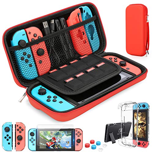 Для Switch Case Совместимость с Nintendo Switch, 9 в 1 набор аксессуаров с чехлом для переноски, док-защитный чехол