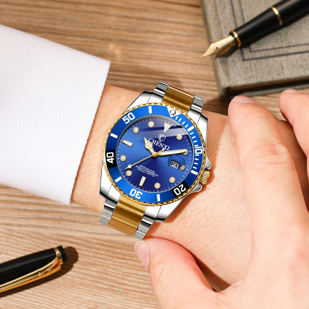 New TOP Brand Luxury Men's Watch With Box Self Winding Mens Watch Classic Green Water Automatic Men's Quartz Watches