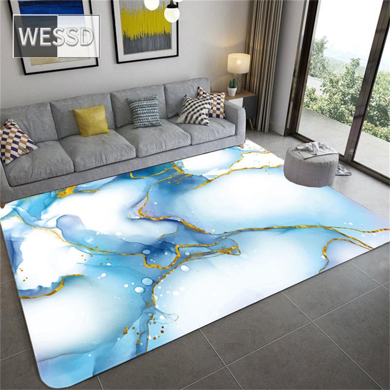 Синий Белый Картина Абстрактная Большой Коврик Для Гостиной Современная Фланелевая Губка Диван Ковер Входные Коврики Украшение Дома