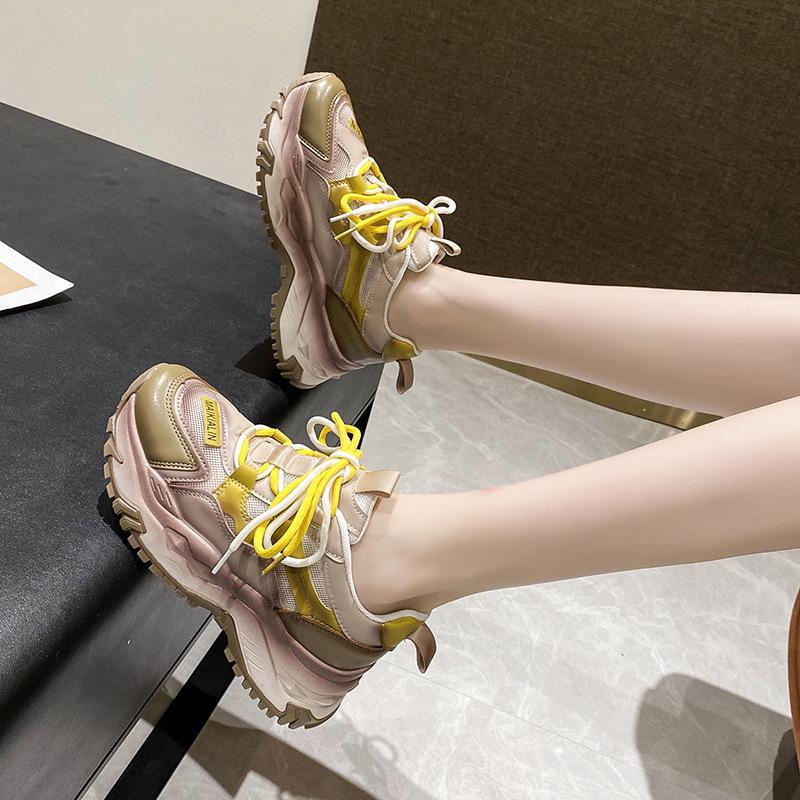 Новая женская обувь, новые массивные кроссовки, повседневная вулканизированная обувь, женские кроссовки на высокой платформе, женские осенние женские кроссовки на шнуровке