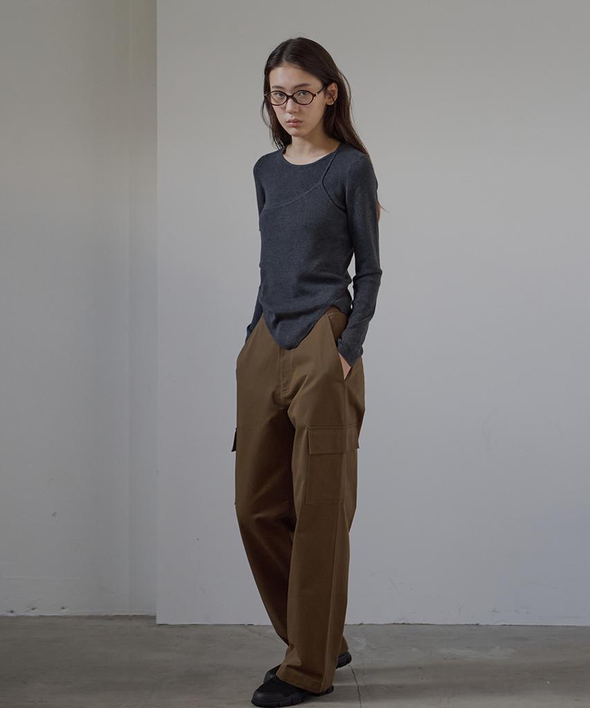 BUT'TON Cargo Pocket Wide Pants (Khaki Brown)