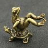 Solid Brass Frog Turtle Figurine Mini Statue Incense Burner Ornament Desk Decor