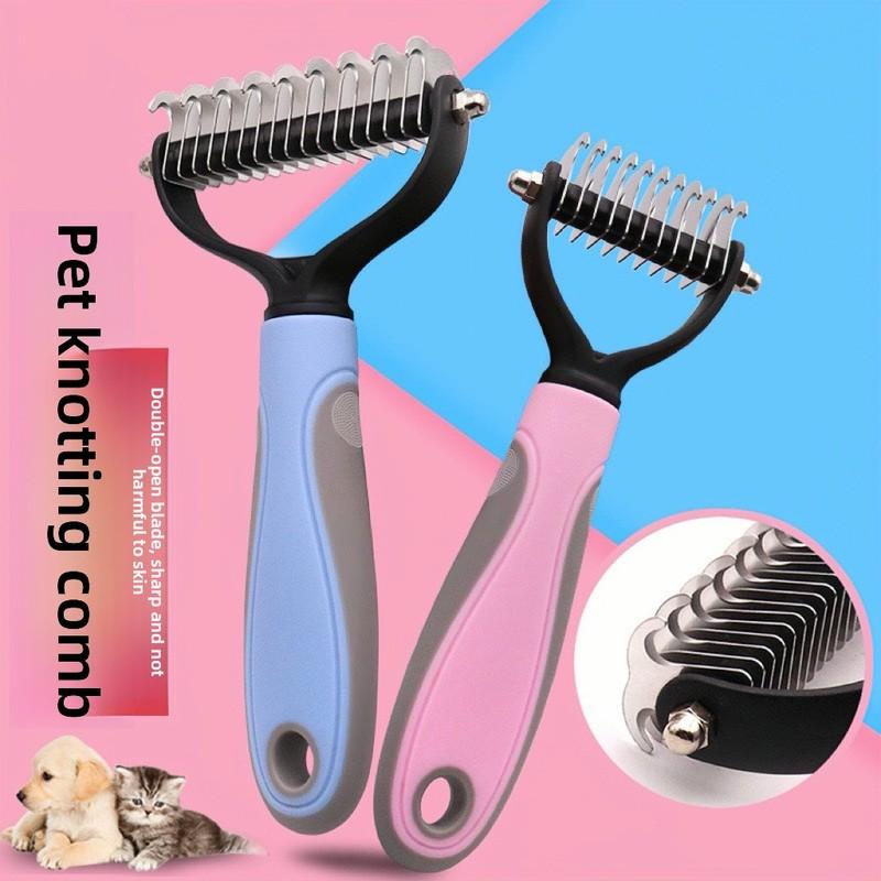 Stainless Steel Pet Grooming Comb Double Sided Dog Cat Detangling Brush for Removing Mats Loose Hair