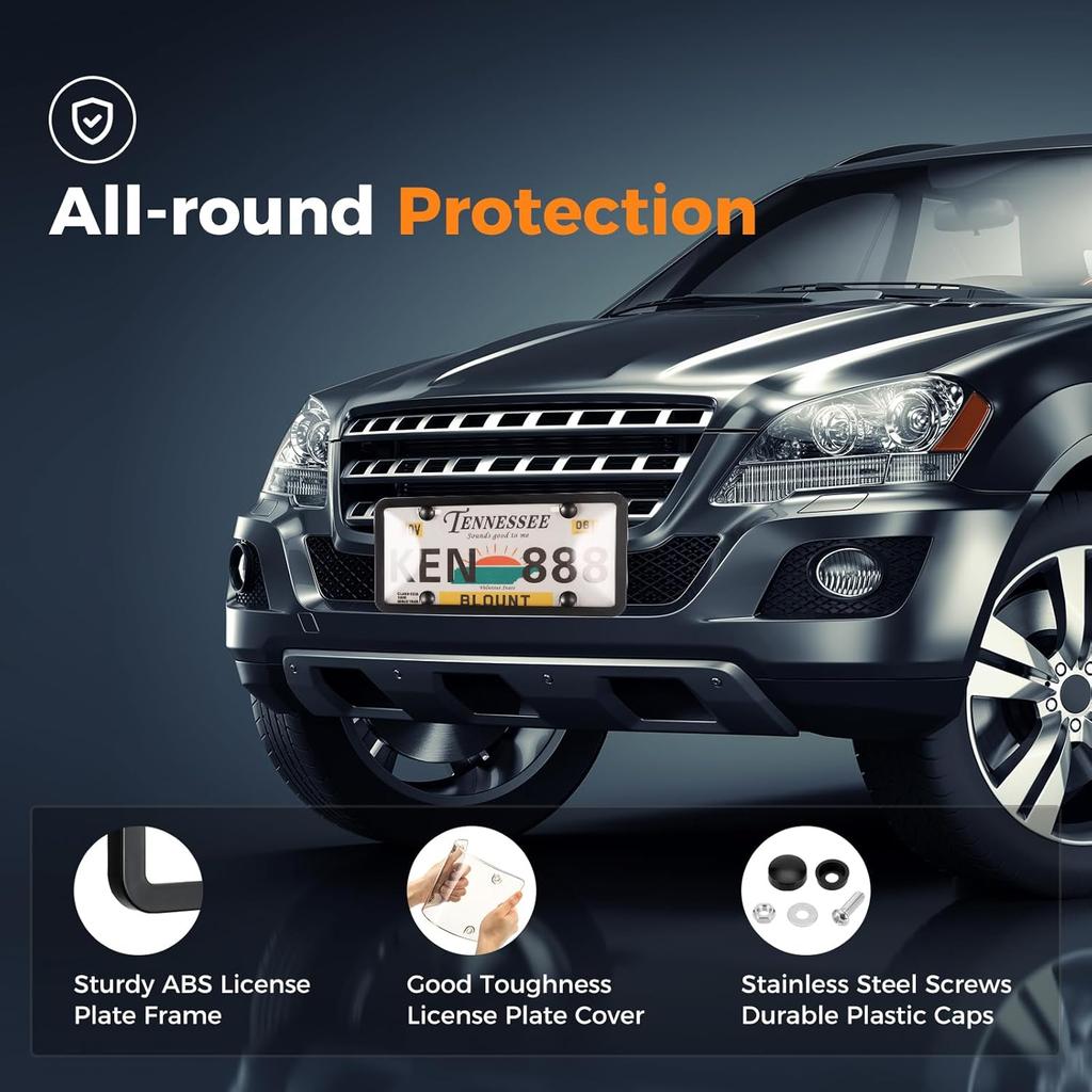 Накладка и рамки для номерного знака, 2 шт., прозрачный защититель номерного знака, ABS-чехол для автомобильного номера, подходит для любых стандартных номерных знаков США