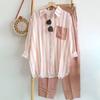 Women'sSummer Fashion Shirt Suit Loose Slim Comfortable Casual Striped Two-piece Set 2 Piece Set Women