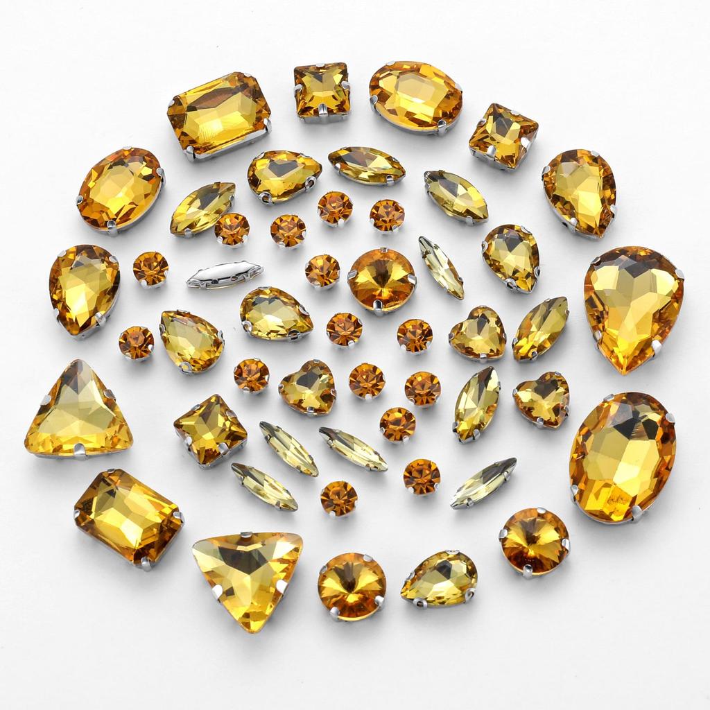 Mixed 50 Rhinestones Single Claw Glass Hand Sewing Drill Claw Drill DIY Wedding Decoration Clothing Crystal Buckle Rhinestone Sew On Beads