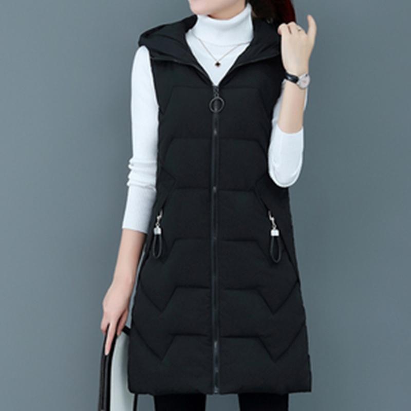 MAITA модный осенне-зимний длинный хлопковый жилет женская куртка корейское пальто без рукавов с капюшоном плюс размер тонкий теплый женский жилет