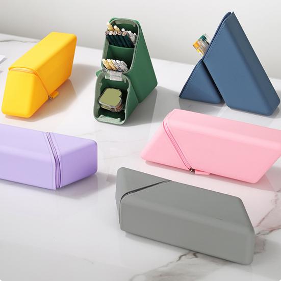 Мягкий силиконовый пенал, расширяющийся стоячий мешочек, большая вместимость, держатель для ручек, эластичный органайзер для канцелярских товаров для использования в школе, офисе, на рабочем столе