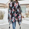 Летний пляжный халат с цветочным принтом Быстросохнущий декор с кисточками Солнцезащитный крем Свободный пончо Купальник Открытая пляжная одежда Кардиган Нерегулярный отдых