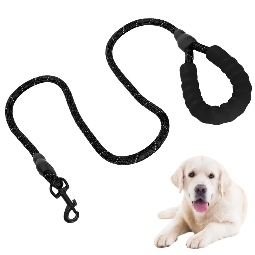 Pet Heavy Duty Nylon Leash Reflective Round Rope Suitable for Medium and Large DogsBlack