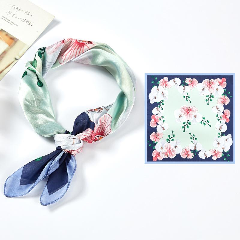 Маленький квадратный шарф, женский весенний новый шелковый атласный шелковый шарф с принтом, шаль на шею, подарок, мода