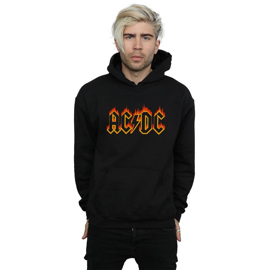 AC/DC Mens Flames Logo Hoodie