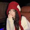 Casual Cloth Sticker Fringed Knitted Hat Solid Color Pullover Style Braids Hat Ear Protection Crochet Bonnet