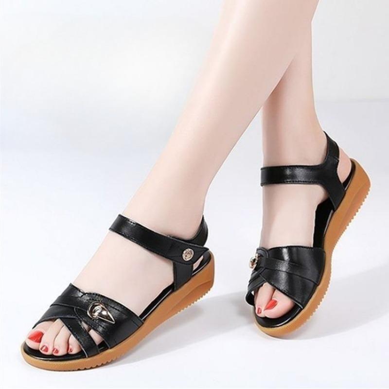 Новые женские сандалии на мягкой подошве на липучке для мамы, обувь противоскользящая