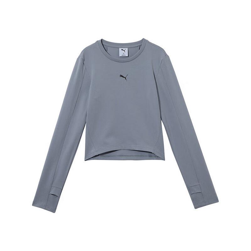 Puma Приталенный пуловер с круглым вырезом, футболка с коротким/длинным рукавом, женский топ, серый 633246-89