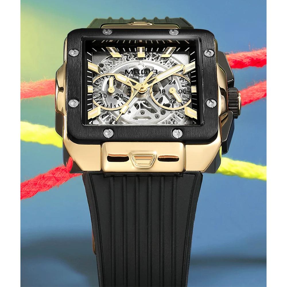 Часы для мужчин Роскошные спортивные кварцевые наручные часы с силиконовым ремешком Светящиеся стрелки Дата Мужской хронограф Часы Reloj Hombr