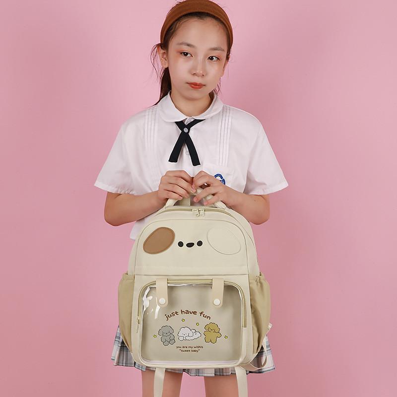 Cartoon Letter Puppy Kids Clear Backpack Cute Animal Design Toddler Bag School