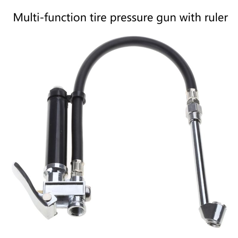 Сверхпрочный байонетный манометр для накачивания шин и колес с давлением 10–120 фунтов на кв. дюйм со шлангом и зажимным патроном «Straight On»