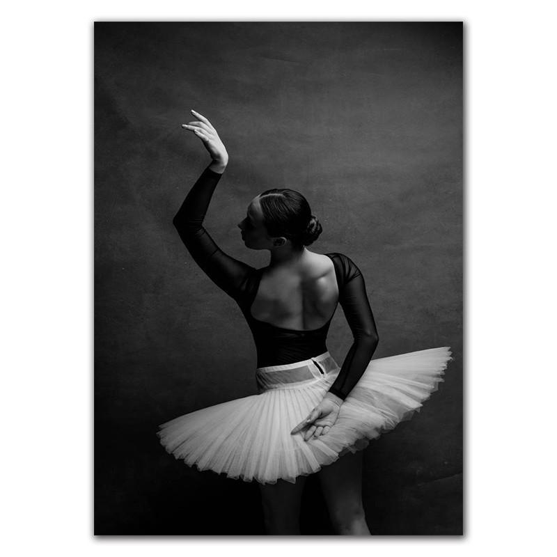 Элегантная балерина, черно-белый художественный постер, модная балетная девушка, винтажная картина, украшение для гостиной, спальни, дома, стены HD0073