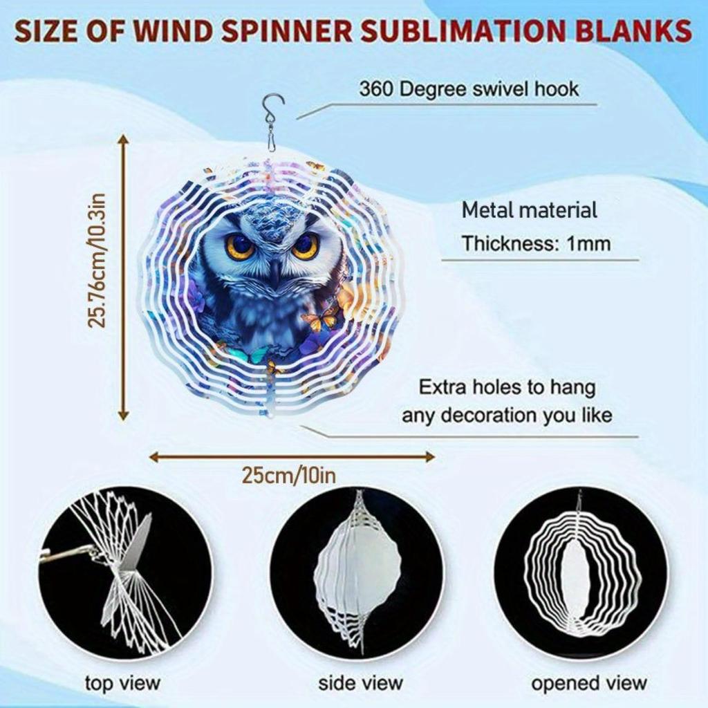 Colorful Owl and Floral Metal Wind Chime for Outdoor Garden Decor with 360 Rotating Hook Durable Patio Yard Porch Ornament No Electricity Needed