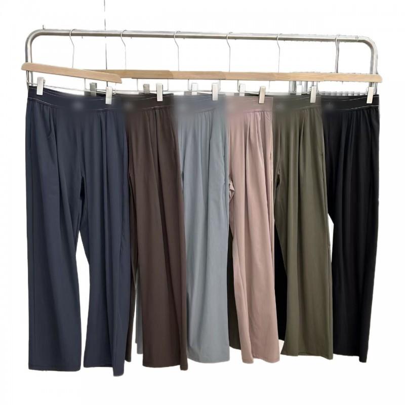 Ao Womens Thin Quick Dry Wide Leg Pants High Waist Straight Casual Sports Trousers