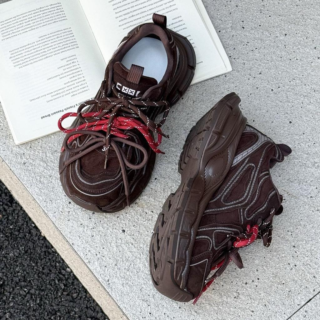 Платформенные кроссовки dad shoes женские кожаные 2025 осень новые универсальные увеличивающие рост повседневные спортивные туфли ins нишевый дизайн