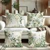 Fresh Green Plants Floral Pattern Home Decor Pillowcase Living Room Sofa Polyester Cushion Cover with Zipper