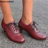 Pumps Spring and Autumn New Vintage Style Oxford Fashion Cross Lace Up High Heels Single Shoes Round Head Lefu Shoes High 32-48