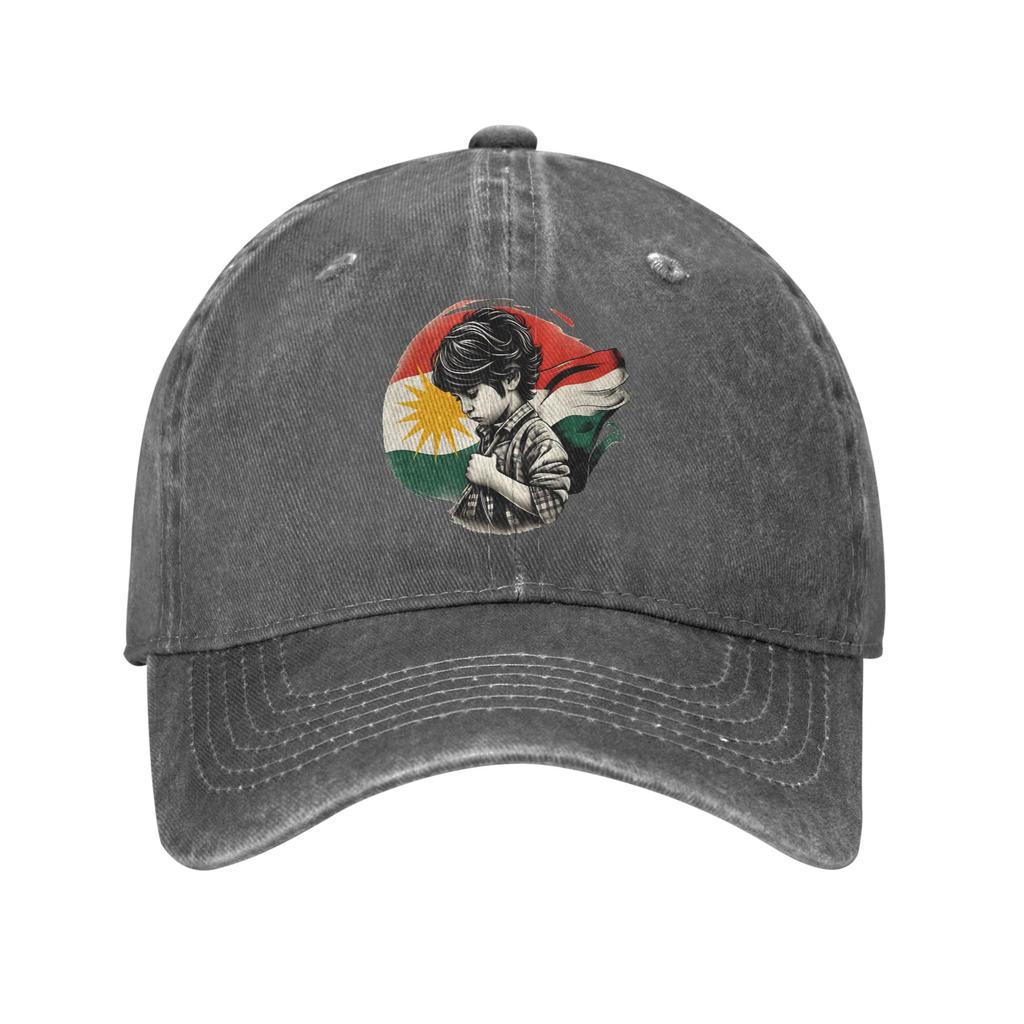 Kurdistan Flag Sun Baseball Cap  Streetwear Men Adult Washed Trucker Hat Sun-Proof Custom  Tennis Skate  Cap Birthday Present
