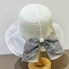Летняя шляпа женская солнцезащитная шляпа вязаная шляпа от солнца с большими полями летняя уличная шляпа-ведро с бантом