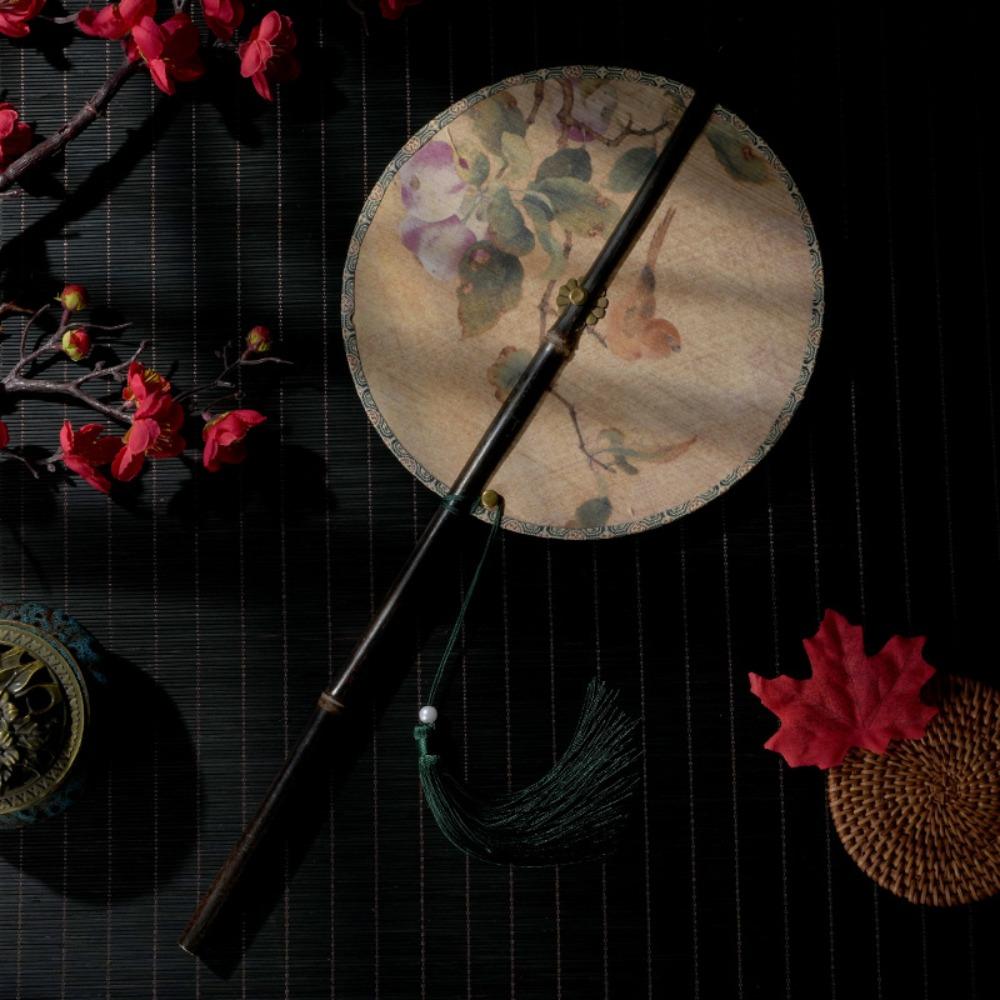 Древний фиолетовый бамбуковый поясной веер Hanfu Group китайский стиль длинная ручка кисточка складной веер классический портативный подвесной