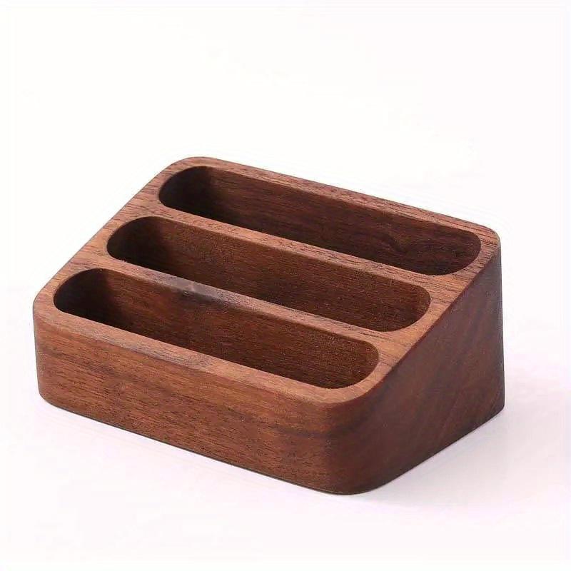 Wood Desktop Business Card Display Stand Memo Holder Storage Box Wood Card Organizer for Office