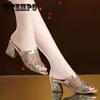 Spring All-match Sandals Women's Thick-heeled High-heeled Mesh Slippers Office Ladies Breathable Summer Fish Mouth Slippers