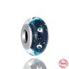 New S925 Sterling Silver Plated Pink Red Green Blue Murano Glass Bead Charm Fit Original  Bracelet DIY Jewelry For Girl