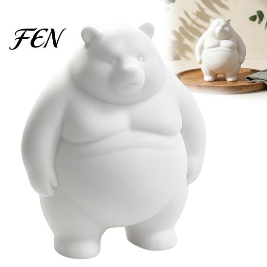 Customizable Bear Figure for Kids Chubby Figurine, 3D Printed DIY Paintable Fat Cute Figurine Home Decor Statue, Minimalist Desktop Ornament,