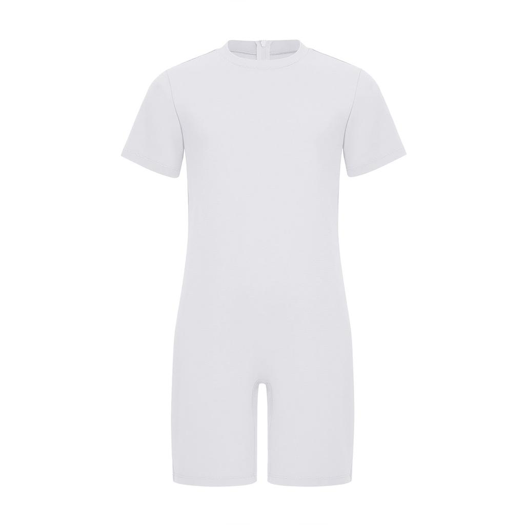 Адаптивная одежда для мальчиков и девочек, комбинезон с коротким рукавом и круглым вырезом, сзади потайная молния, однотонный
