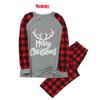 Christmas Women Mom Letter Plaid Print Top Blouse+Pants Family Clothes Pajamas