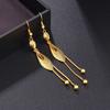 Japanese and Korean Women's Leaf Temperament Fringed Long Ear Hook Earrings Jewelry
