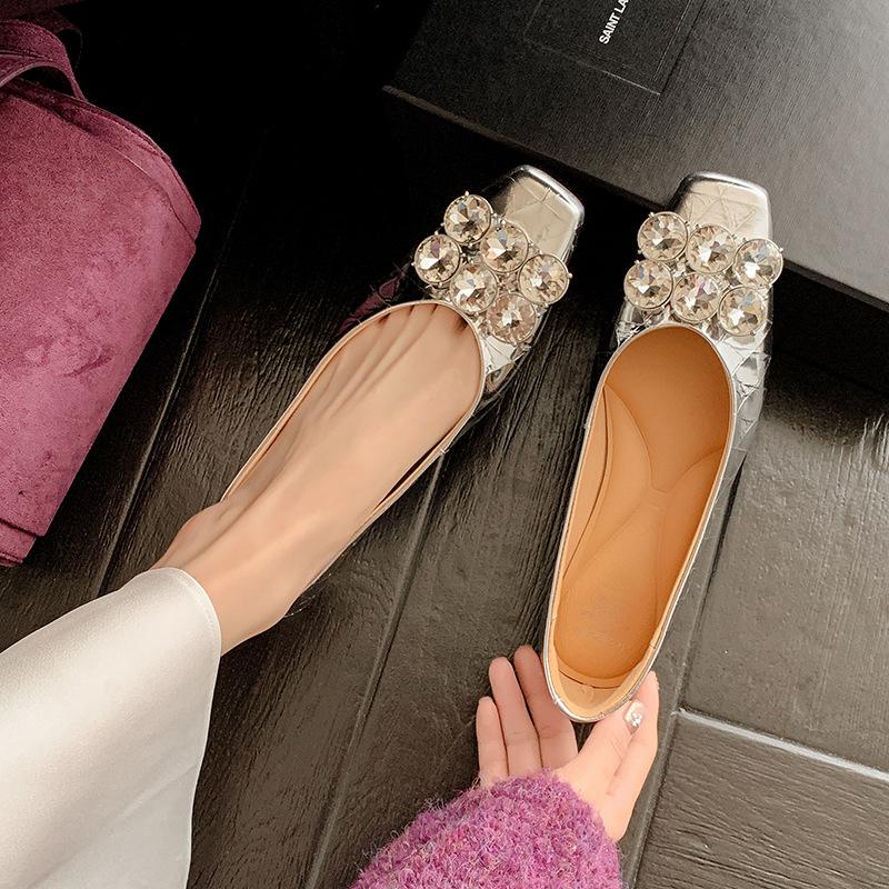 Spring New Fashion Genuine Leather Women Pumps Square Toe Shoes Party Shoes Slip On Mule Outwear Sexy Pointy Toe Textured Shoes