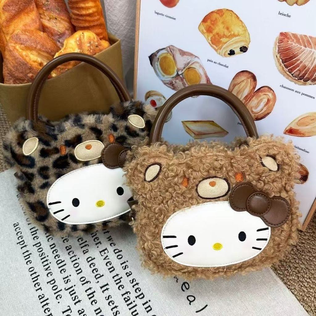 Плечевая сумка Hello Kitty в ретро-стиле с леопардовым принтом, из ПУ-материала, для повседневного использования