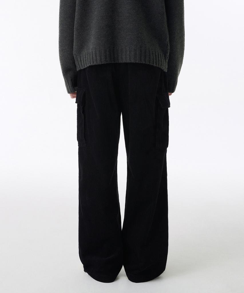 MUSINSA STANDARD Corduroy Parachute Cargo Pants [Black]