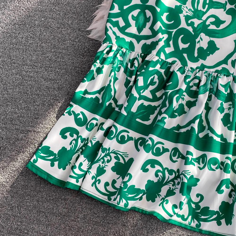 Осеннее модное богемное длинное макси-платье с геометрическим цветочным принтом, женское платье из поплина с воротником-фонариком и рукавами-фонариками на шнуровке, отпускные платья