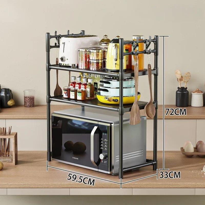 Multi-Layer Microwave Rack Double Layered Simple Storage Shelf Standing Countertop Seasoning Oven Shelf Kitchen Organizing Rack
