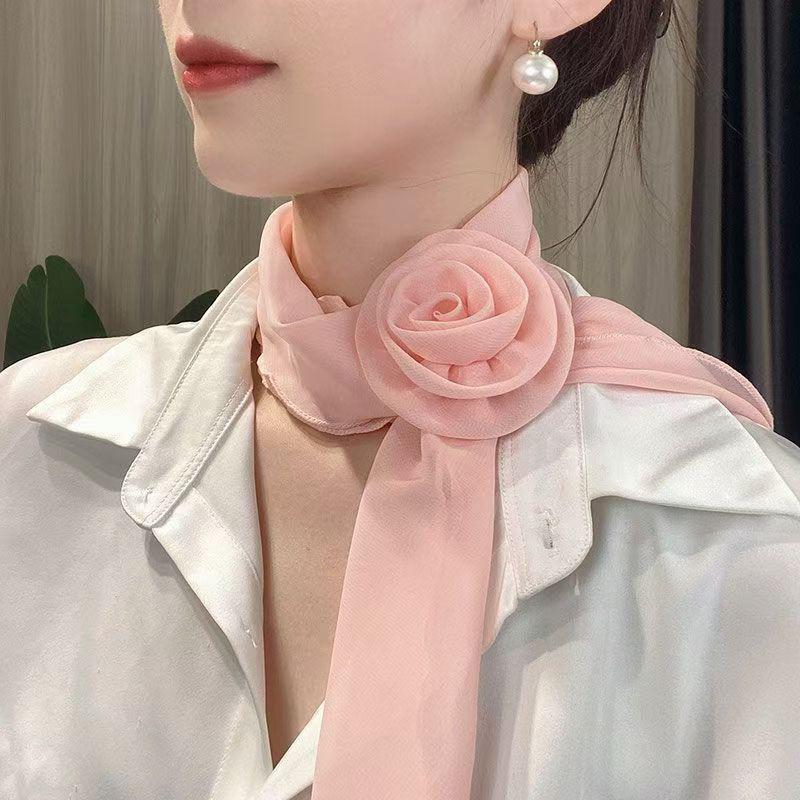 26 Colors Decorative Headscarf Solid Pink Rose Knitted Scarf Shawl Shawl Flower Sunscreen Headscarf Ladies Office Scarf