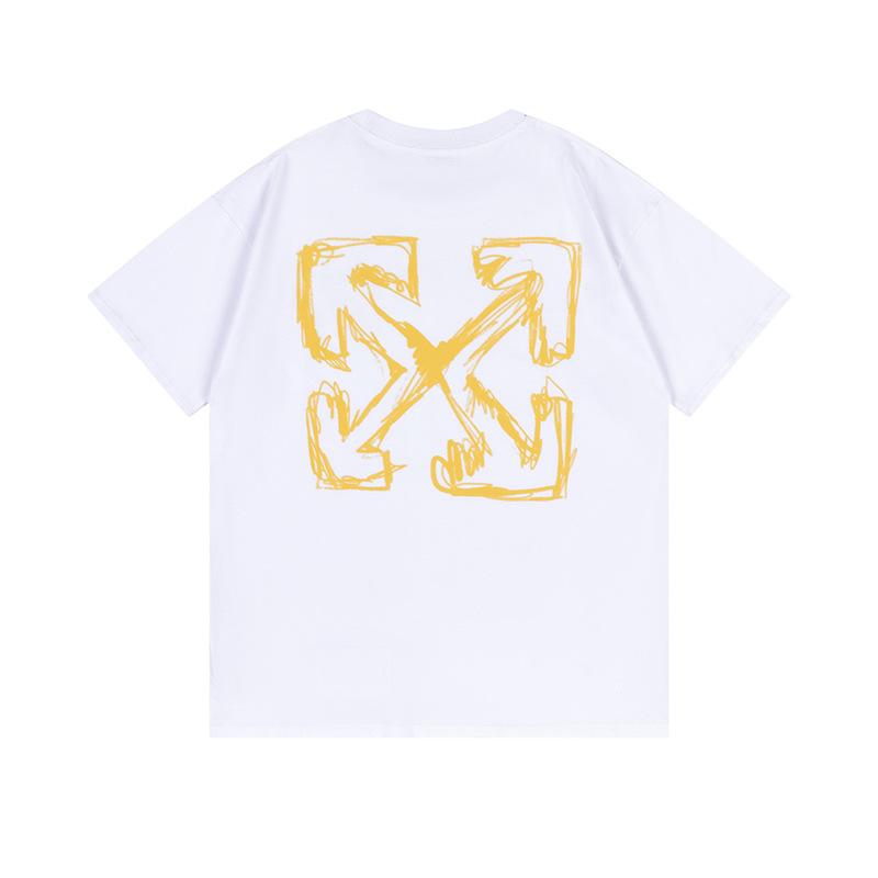 9065 Off-White Весна/Лето 2026 Новые Мужские и Женские Футболки с Капюшоном, Коротким Рукавом, Круглым Вырезом, Узором из Граффити, Букв и Стрелок