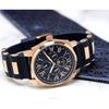 [Salvatore Marra] Watch Moon Phase Multi-Calendar 5ATM Waterproof Business Formal Men's Rubber Strap Limited Model Blue Pink Gold